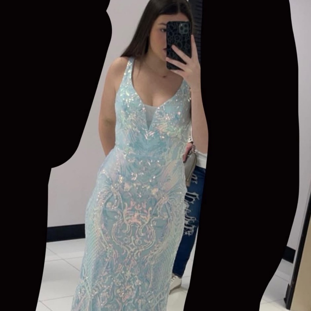 Elegant Blue Sequin Dress